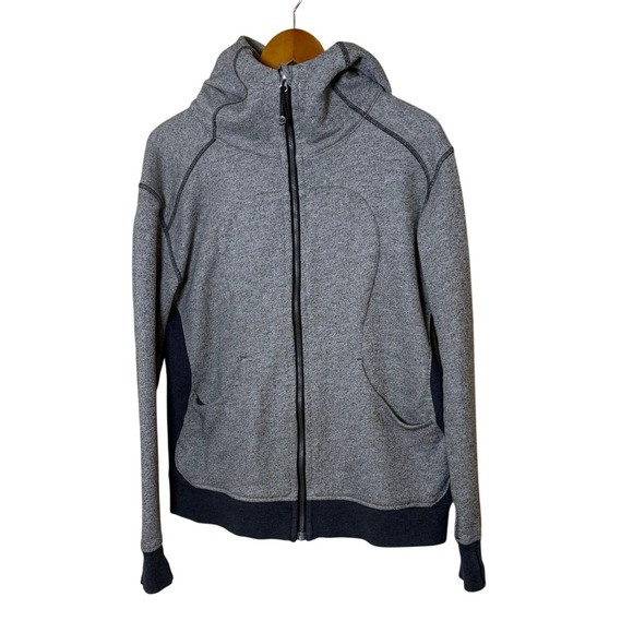 Lululemon Scuba Hoodie Women 12 Heather Gray Full Zip Jacket Athleisure Knit - Picture 2 of 12